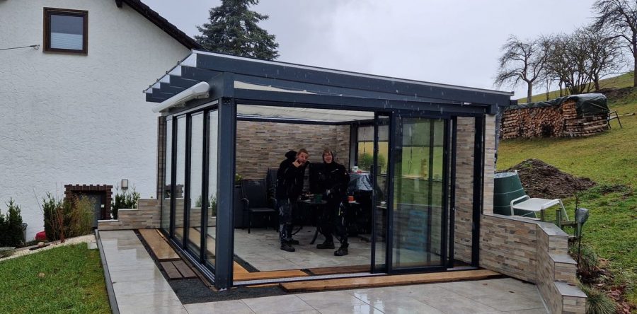 Schiebeverglasung für Überdachung